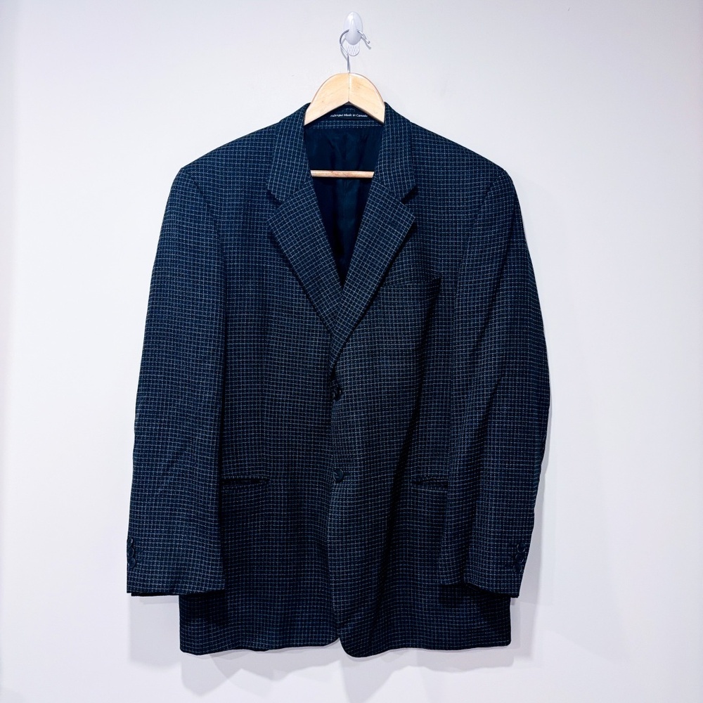 JONES NEW YORK Wool Plaid Blazer Black Brown Vintage Tailored | 44R *‎